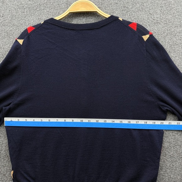 J Crew Sweater Womens XL Blue Jackie Cardigan Argyle Merino Wool Lightweight NWT - Picture 8 of 11